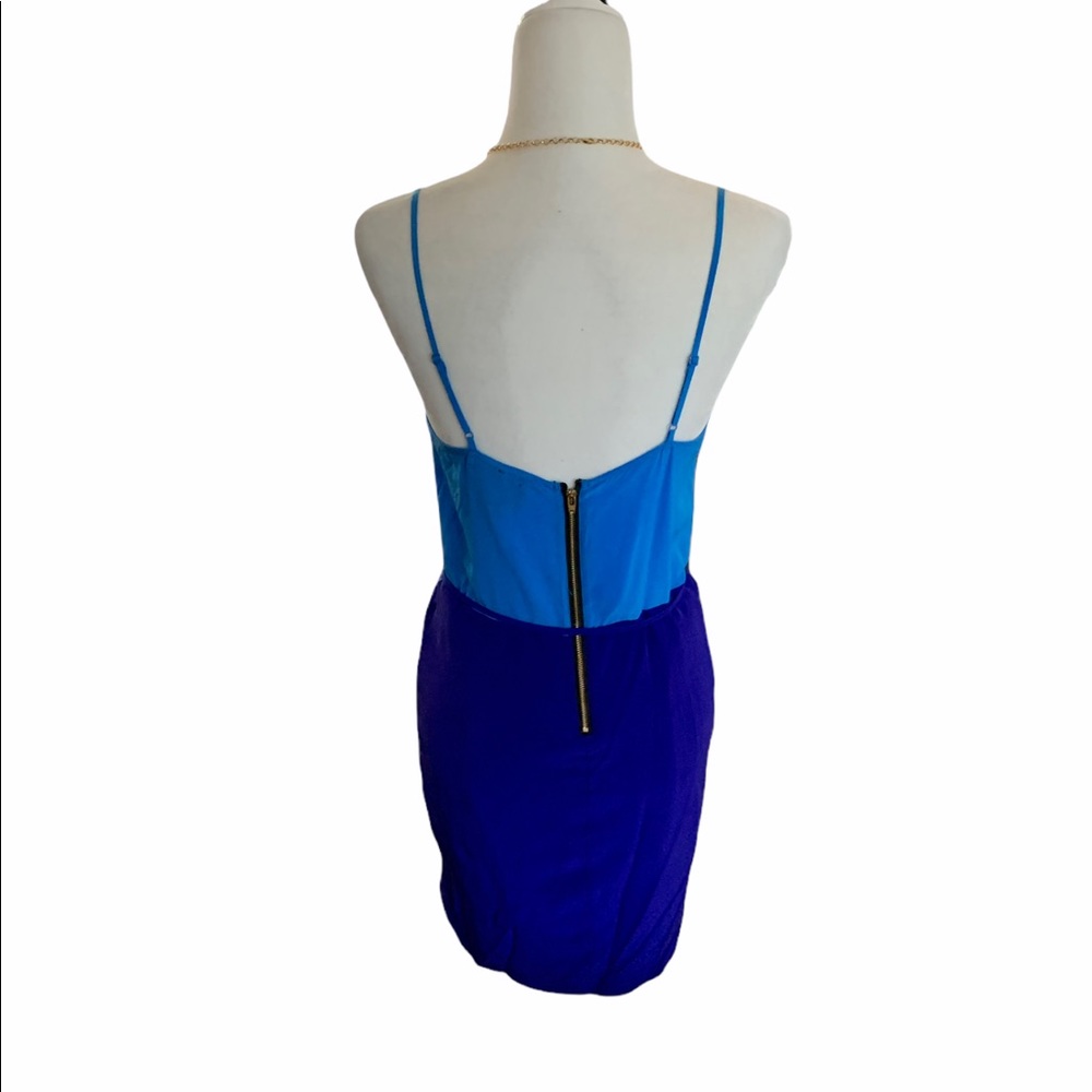 Yumi Kim Jayne tulip blue color block v-neck silk dress. Sz S - Picture 8 of 11